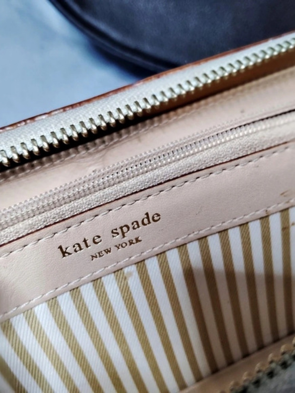Kate Spade Striped Interior Wallet in White & Black